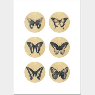 Vintage BUTTERFLIES sepia edition Pantone Color of the Year GREY 2021 Posters and Art